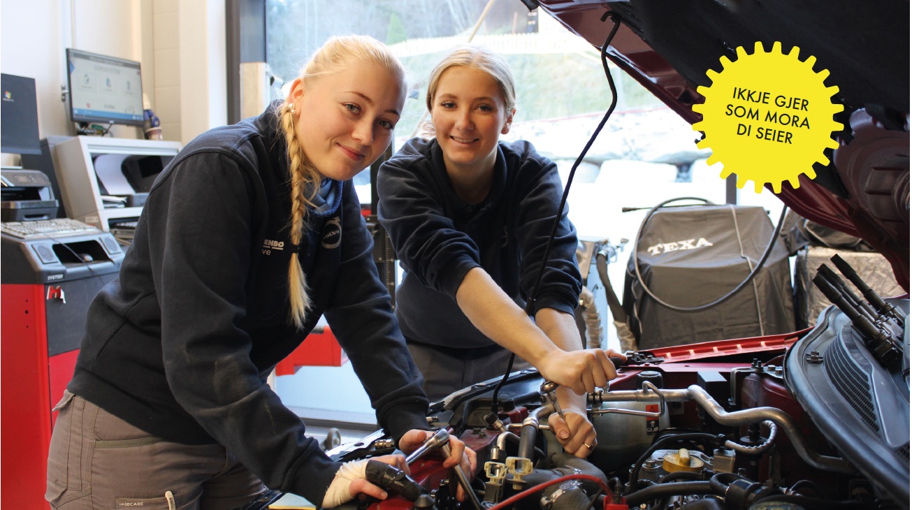 Live Bolstad Skartun og Emma Valvik Yttri, lærlingar hos Frydenbø Sogn - bok-sfj.no